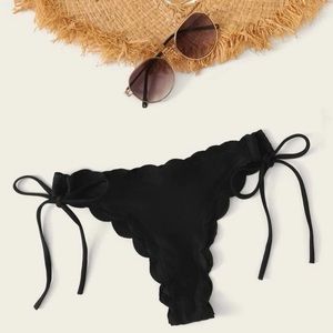 Scallop trim tie side bikini bottoms
